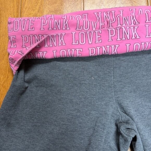 Victorias Secret LOVE PINK Flare Foldover Yoga Pants Y2K Size M Bling Spellout - Picture 10 of 12